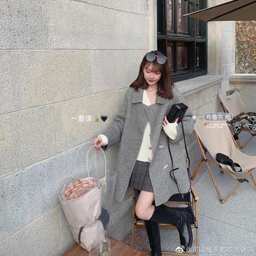 金蘑菇菇（奶昔米 短M、布鲁灰 长S）【格兰堡少女】定制牛角扣+嵿配羊驼加码克重！ 商品图1