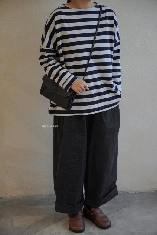 ALBUM DI FAMIGLIA 炭黑INOX质感阔腿裤休闲裤 商品图5