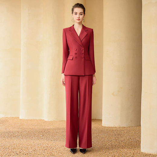 IWY/高端红色宴会礼服西装套装女气质年会主持人正装双排扣正装33006C1+P6 商品图0