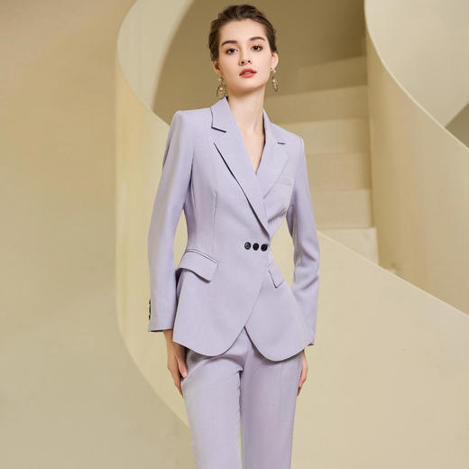 IWY/优雅紫色西装套装气质女总裁商务西服正装时尚简约珠宝销售工作服233003C1+P3 商品图0