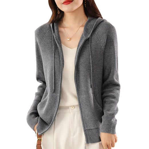 百媚生 针织衫带帽卫衣长袖外套JR-385 商品图4