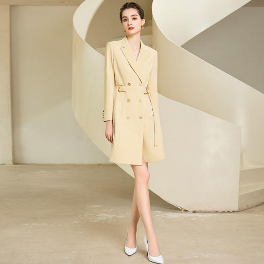 IWY/黄色正式场合连衣裙职业装气质女神范高端西装裙医美工作服233021Q1 商品图3