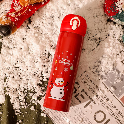 新年好物！【杯中倾诉爱意！温暖不断】圣诞保温杯男女弹跳不锈钢304水杯，卡通礼品礼物节日杯子，精美印花、安全环扣 商品图7