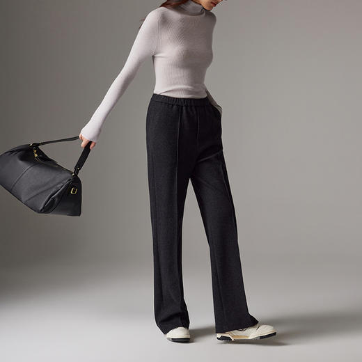 IN AND ON软糯秋冬新款经典休闲显瘦通勤羊毛针织直筒运动阔腿裤53786 商品图6