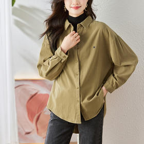 舒适叠穿打底，磨毛宽松韩版百搭单排扣中长款休闲衬衫HR-KFG39129