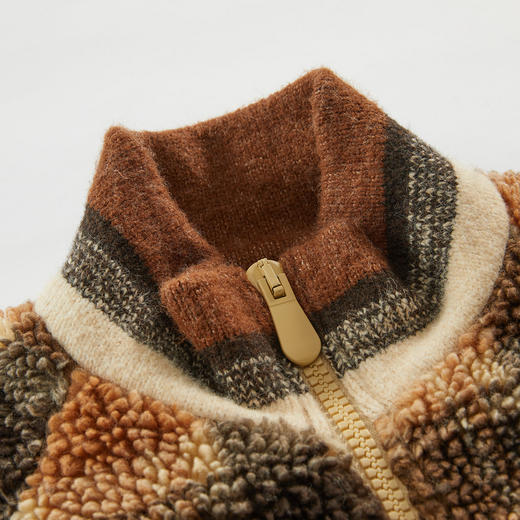 谜底羊羔毛外套女2023冬新品复古立领宽松呢子中长大衣234MD1556 商品图3