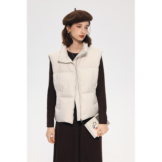 HeyDress立领羽绒马甲女秋冬宽松休闲保暖白鸭绒背心叠穿无袖外套 商品图0