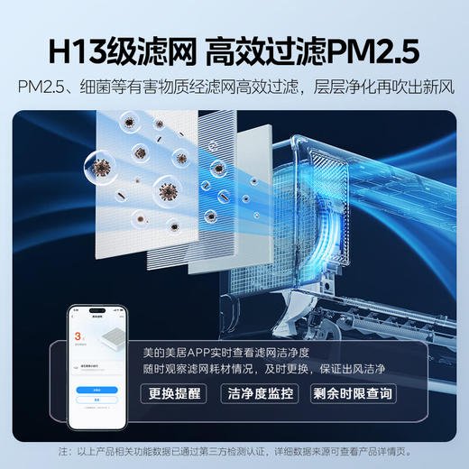 美的 KFR-26GW/N8XF1-1 新风空调 大1匹 静新风 新一级能效 变频冷暖 壁挂式智能空调挂机 商品图2