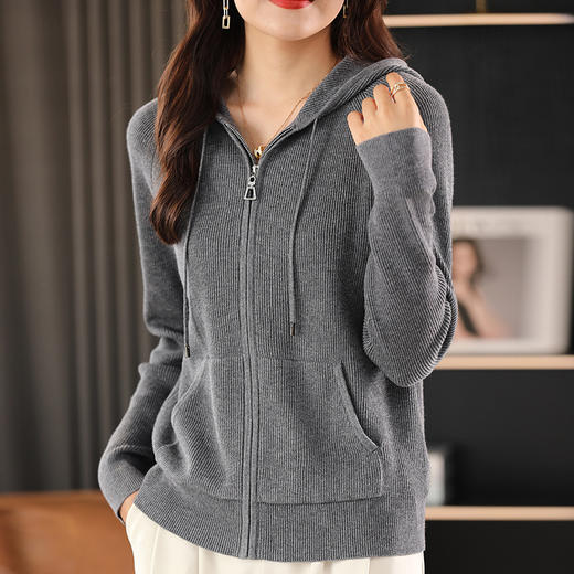 百媚生 针织衫带帽卫衣长袖外套JR-385 商品图3