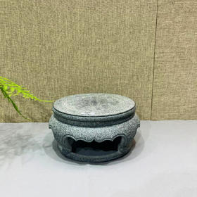 圆鼓形简约青石底座桌面花卉台花托盆景架