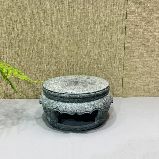 圆鼓形简约青石底座桌面花卉台花托盆景架 商品图0