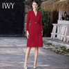 IWY/气质年会主持人红色连衣裙女秋冬长袖宴会礼服时尚绑Q982-R 商品缩略图3