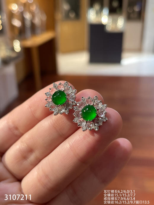 老坑玻璃种帝王绿蛋面套装【3107211】具体价格微信咨询 商品图5