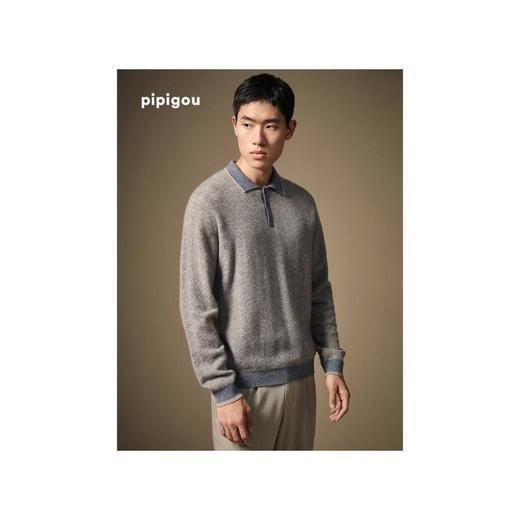 3楼 皮皮狗男式丝羊绒T恤领套衫 商品图0