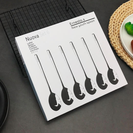 「6支礼盒装！抛光亮面」创意韩式不锈钢6件套勺子套装礼盒餐厅长圆勺汤勺餐饮用具 商品图1