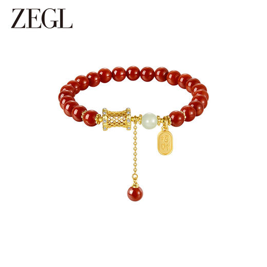 ZEGL设计师本命年龙系列吉祥萌龙红玛瑙串珠手链女新年和田玉手串 商品图1