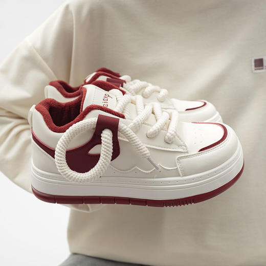 「两款配色！加绒款」秋冬季加绒板鞋2023新款小白鞋保暖休闲二棉鞋冬运动厚底鞋子 商品图2