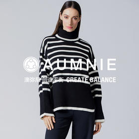 【新品】黑白条纹高领毛衣 RELAXED STRIPED TURTLENECK SWEATER