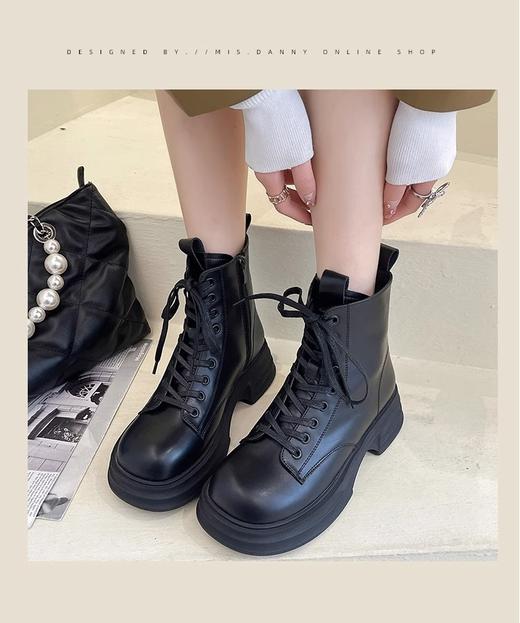 不挑脚型【增高显瘦❗️中筒马丁靴】百搭耐看，甜妹辣妹女新款英伦风复古增高靴子女春秋单靴厚底时尚短靴 商品图2