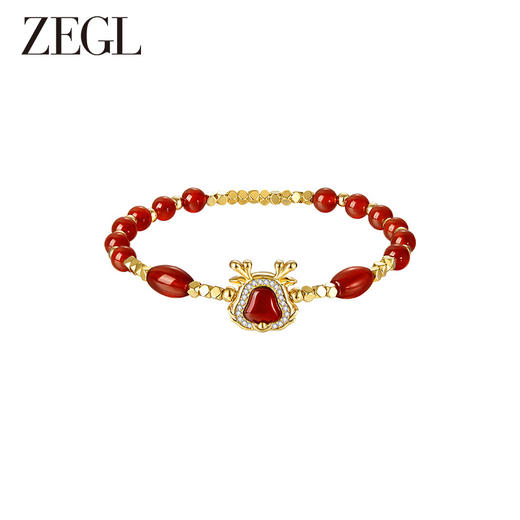 ZEGL设计师本命年龙系列红玛瑙手串女红色新年元宝手链送闺蜜手饰 商品图0