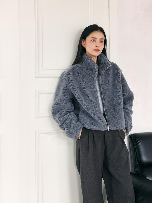 HeyDress羊羔毛外套女冬季宽松立领保暖30羊毛颗粒绒慵懒感上衣 商品图4