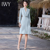 IWY/蓝色高级感职业连衣裙女小香风裙子秋冬季新款演讲比赛服正装Q982 商品缩略图2