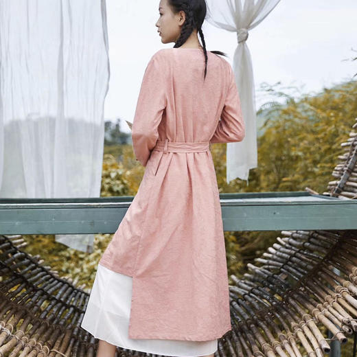 岐氏姐妹 棉麻开衫提花外披淡雅舒适棉麻上衣20-88-DY199 商品图1