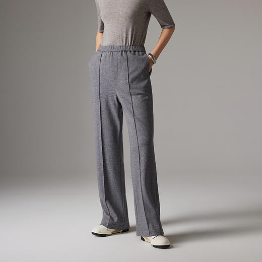 IN AND ON软糯秋冬新款经典休闲显瘦通勤羊毛针织直筒运动阔腿裤53786 商品图2