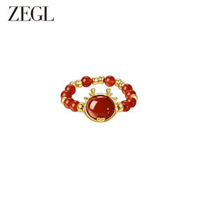 ZEGL设计师本命年龙系列红玛瑙戒指女生小众设计高级感新年食指戒