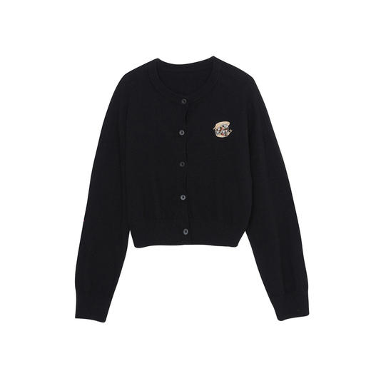 谜底圆领针织开衫女2023冬季新品简约时尚柔软百搭毛衫234MZ1863 商品图4