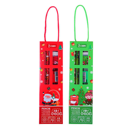 【9.9抢5件❗️圣诞儿童学习套装】铅笔文具手提五合一卡通铅笔五件套礼盒幼儿园圣诞节生日伴手礼伴手礼新年礼盒年货礼盒六一儿童节礼物 商品图5