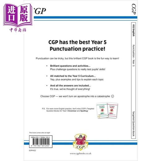 【中商原版】英国原版CGP教辅 New KS2 English Year 5 Punctuation Targeted Question Book 英语5年级标点符号针对性问题书 商品图1