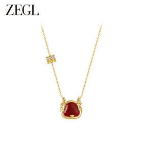 ZEGL设计师本命年龙系列红玛瑙项链女生小众2024新年S925银锁骨链