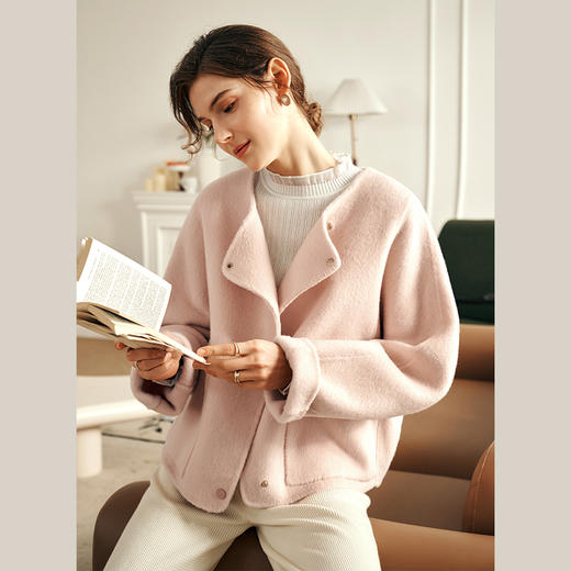 欧芮儿双面呢小大衣粉色 商品图0