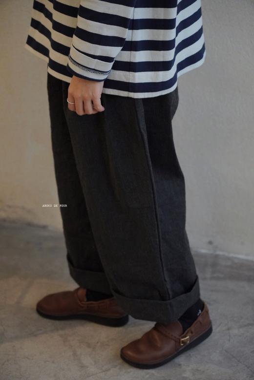 ALBUM DI FAMIGLIA 炭黑INOX质感阔腿裤休闲裤 商品图3