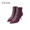 Dfuse迪芙斯冬季款复古羊反绒假绑带踝靴钻高跟短靴DF34116054 商品缩略图4
