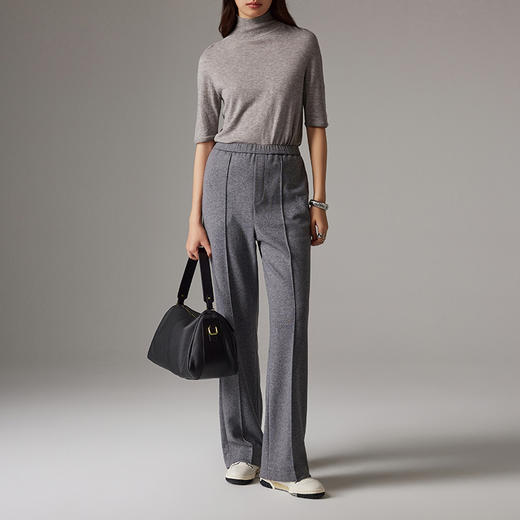 IN AND ON软糯秋冬新款经典休闲显瘦通勤羊毛针织直筒运动阔腿裤53786 商品图3