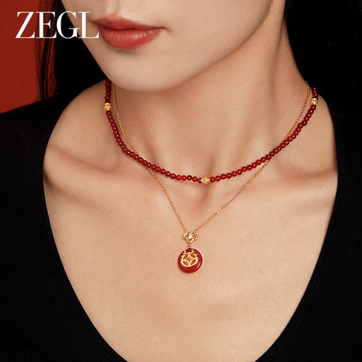 ZEGL设计师本命年龙系列S925银红玛瑙项链女生轻奢小众新年锁骨链 商品图4