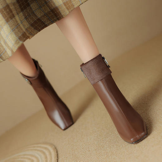 时尚气质，粗跟马毛短靴LD-6618 商品图5