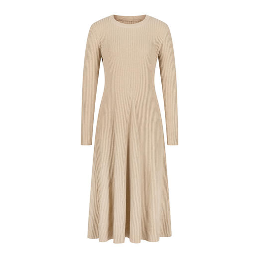 HeyDress法式针织连衣裙女秋冬圆领宽松显瘦坑条设计气质毛衣裙子 商品图4