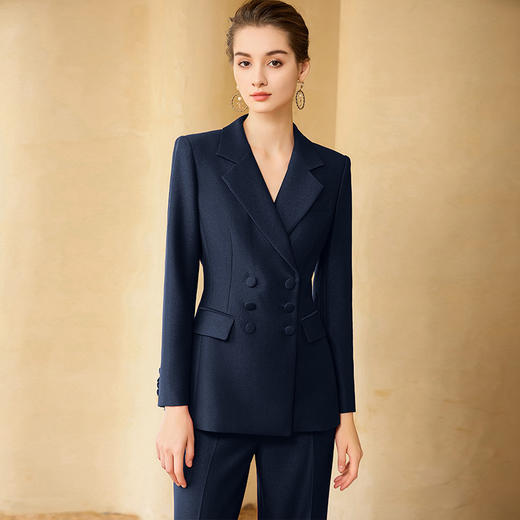 IWY/藏青色双排扣西装套装女气质售楼部工作服酒店前台经理商务正装233006C1+P6 商品图3