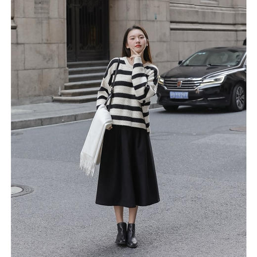 SUTUS苏图诗@欧货赫本蓬蓬裙丨法式高腰毛呢中长款伞裙本身裙 商品图1