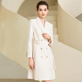 IWY/高端长袖西装连衣裙秋季米白套裙职业装演讲比赛服女正装裙子233021Q1