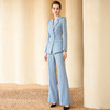 IWY/高端设计感灰蓝色西装套装秋冬阔腿裤珠宝设计师工作服美容院正装233001C1+P3 商品缩略图4
