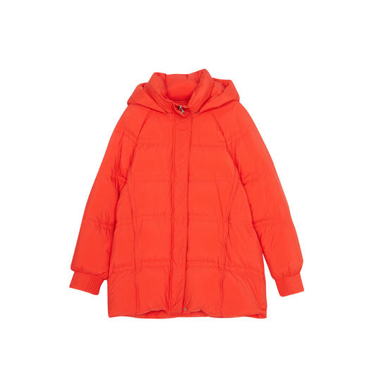 谜底大红色羽绒服女2023冬款简约宽松连帽O型面包服保暖234MY1456 商品图4