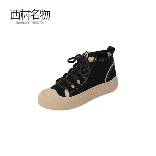 西村名物2023秋季新款真皮女士厚底圆头丑萌马丁靴小众设计感短靴X23DS44241 商品图2