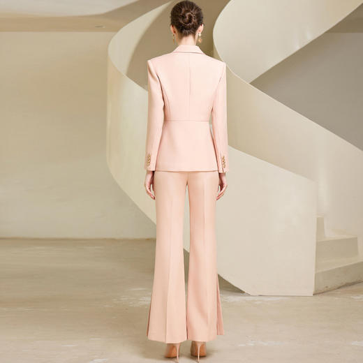 IWY/气质藕粉色职业西装套装女上镜主持面试正装收腰显瘦阔腿裤工作服233011C1+233011P3 商品图3