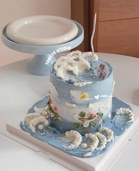 黑巢-浪花奶油清新蛋糕生日蛋糕