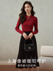 【年终特卖】熙世界新中式国风盘扣红色毛衣女秋冬新款修身显瘦内搭针织打底衫 商品缩略图3