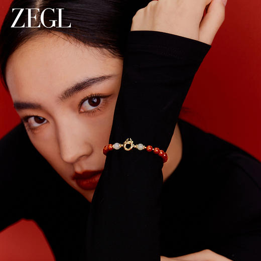 ZEGL设计师本命年龙系列吉祥萌龙红玛瑙串珠手链女新年和田玉手串 商品图5
